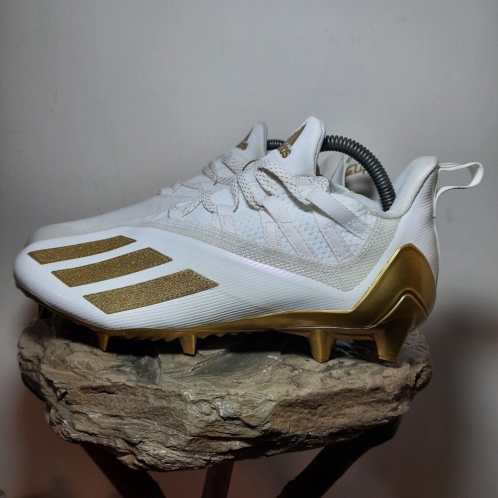 NEW Adidas Adizero Football Cleats White and Gold Men's Size 8.5 FX4237